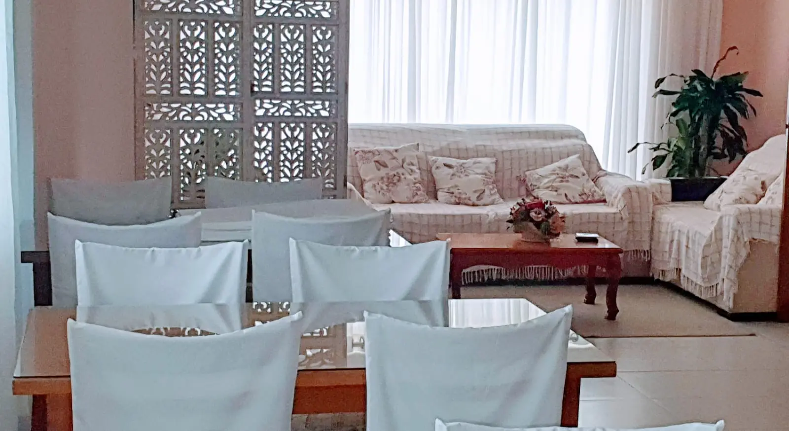 Sala de estar da pousada